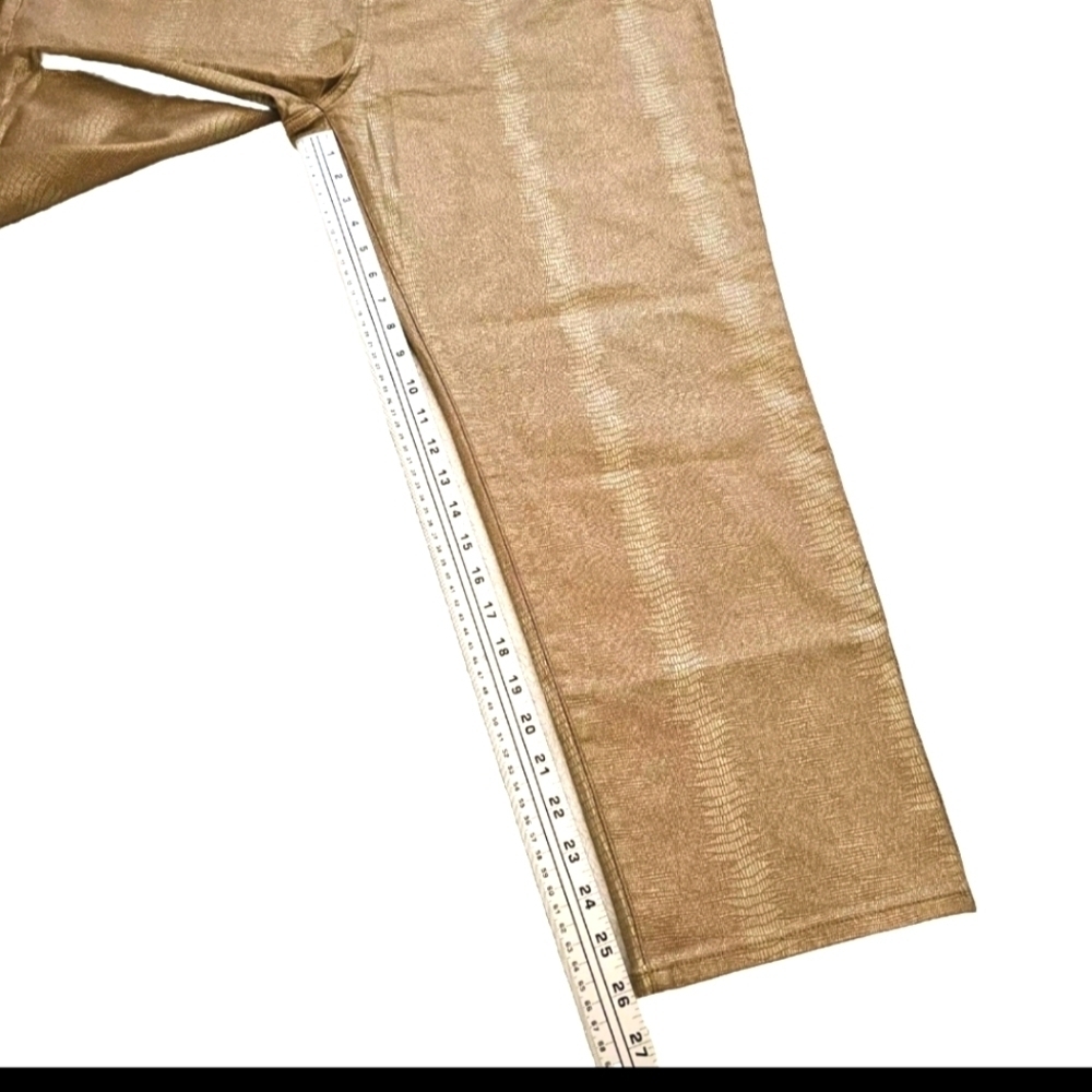 New Chico's Brown Gold Metallic Snake Croc Print Women's Pants Size 4R US 20Rq - Picture 7 of 10